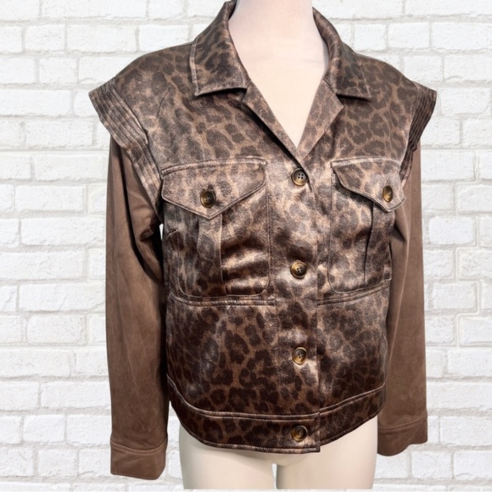 Current Air Brown and Black Leopard Print Blazer